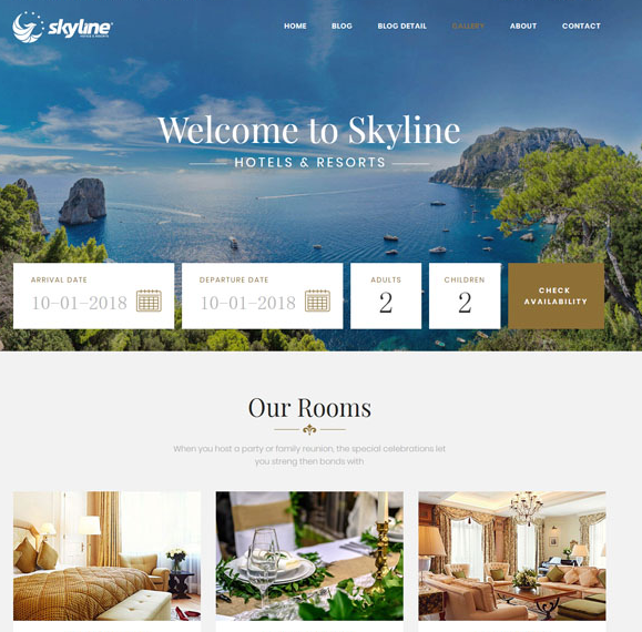 響應式旅行賓館預訂網站模板_企業官網模板