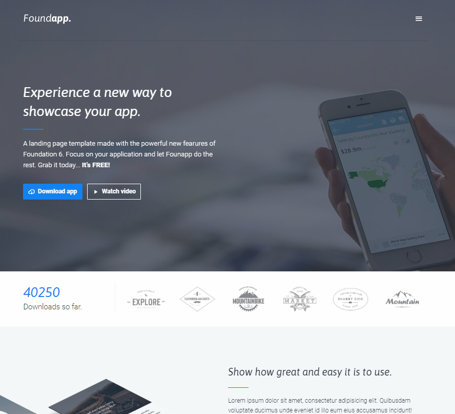 foundApp宣傳展示頁企業網站模板_wordpress主題