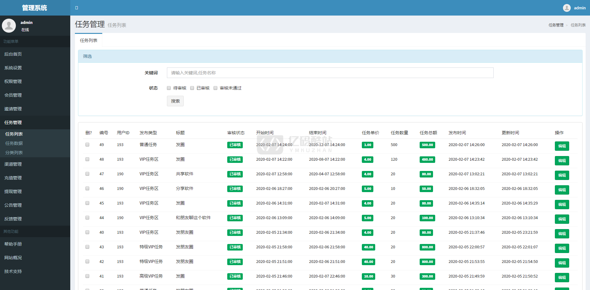 ThinkPHP二次開發威客任務平臺源碼任務大廳_粉絲關注及投票任務發佈系統插圖2