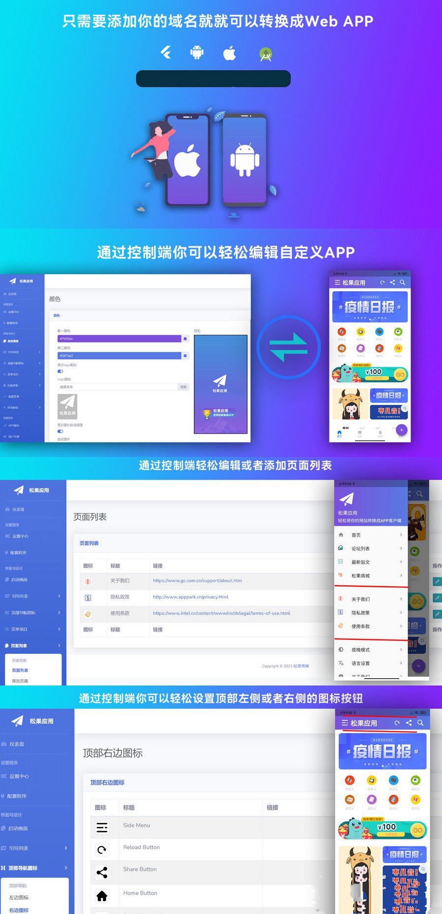 基於Flutter開發網站轉換成APP源代碼 網站生成APP源代碼帶控制端