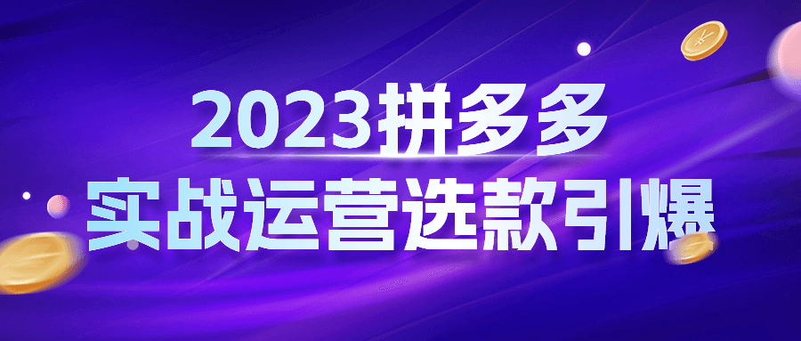 拼多多精品實戰課程：2023拼多多實戰運營選款引爆