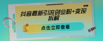 抖音最新引流創業粉+變現保姆式教程