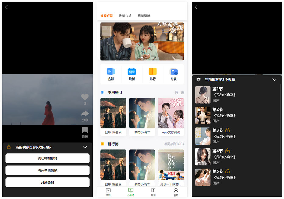 熱門付費小劇場短劇影視小程序源碼下載/全開源插圖