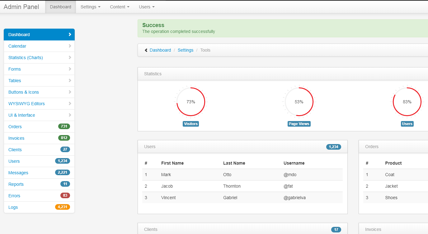 admin panel bootstrap後臺管理模板_wordpress主題插圖