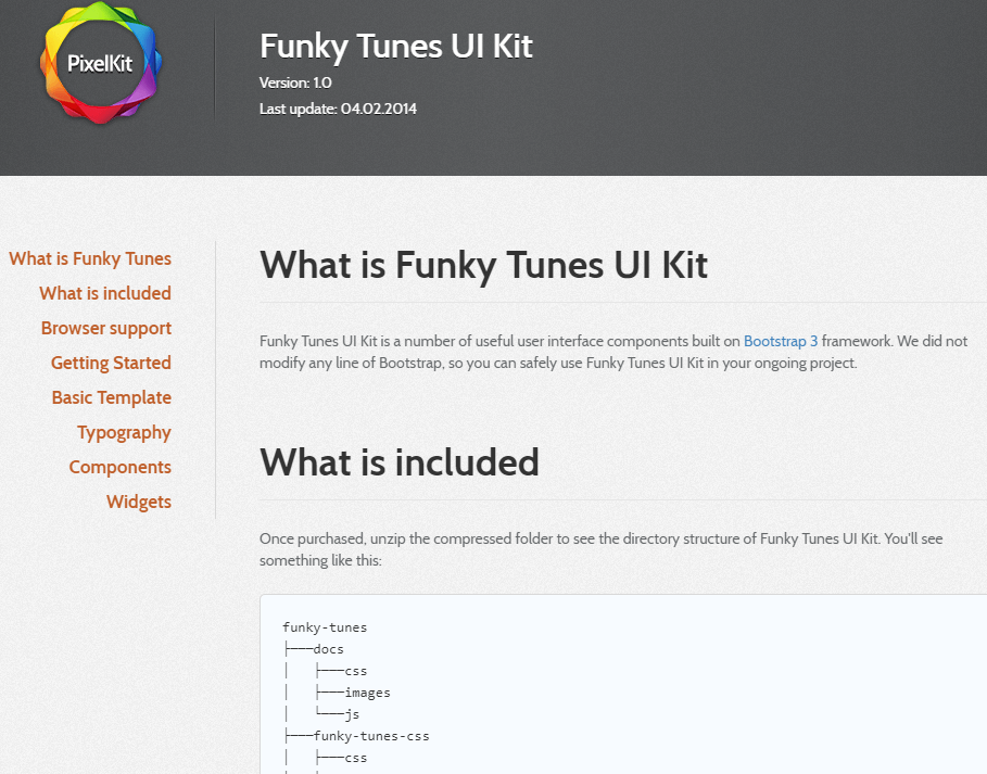 UI框架Funky Tunes UI Kit_html網站模板