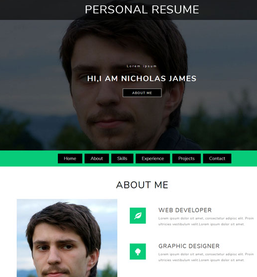 綠色H5個人簡歷模板_php網站模板