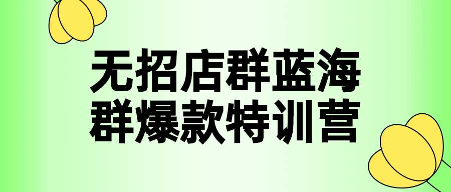 網店運營課程：無招店羣藍海羣爆款特訓營