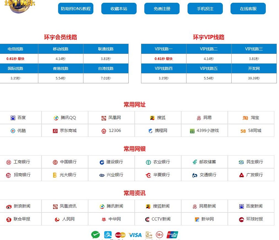 跳轉頁/導航頁/網站線路測速網站