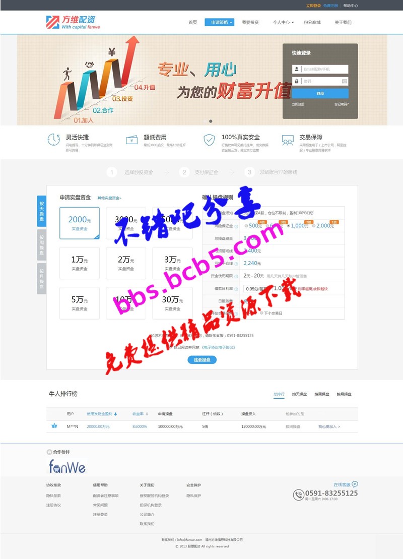 方維P2P股票配資+p2p借貸+p2p理財多合一版+ 電腦版+手機版+APP