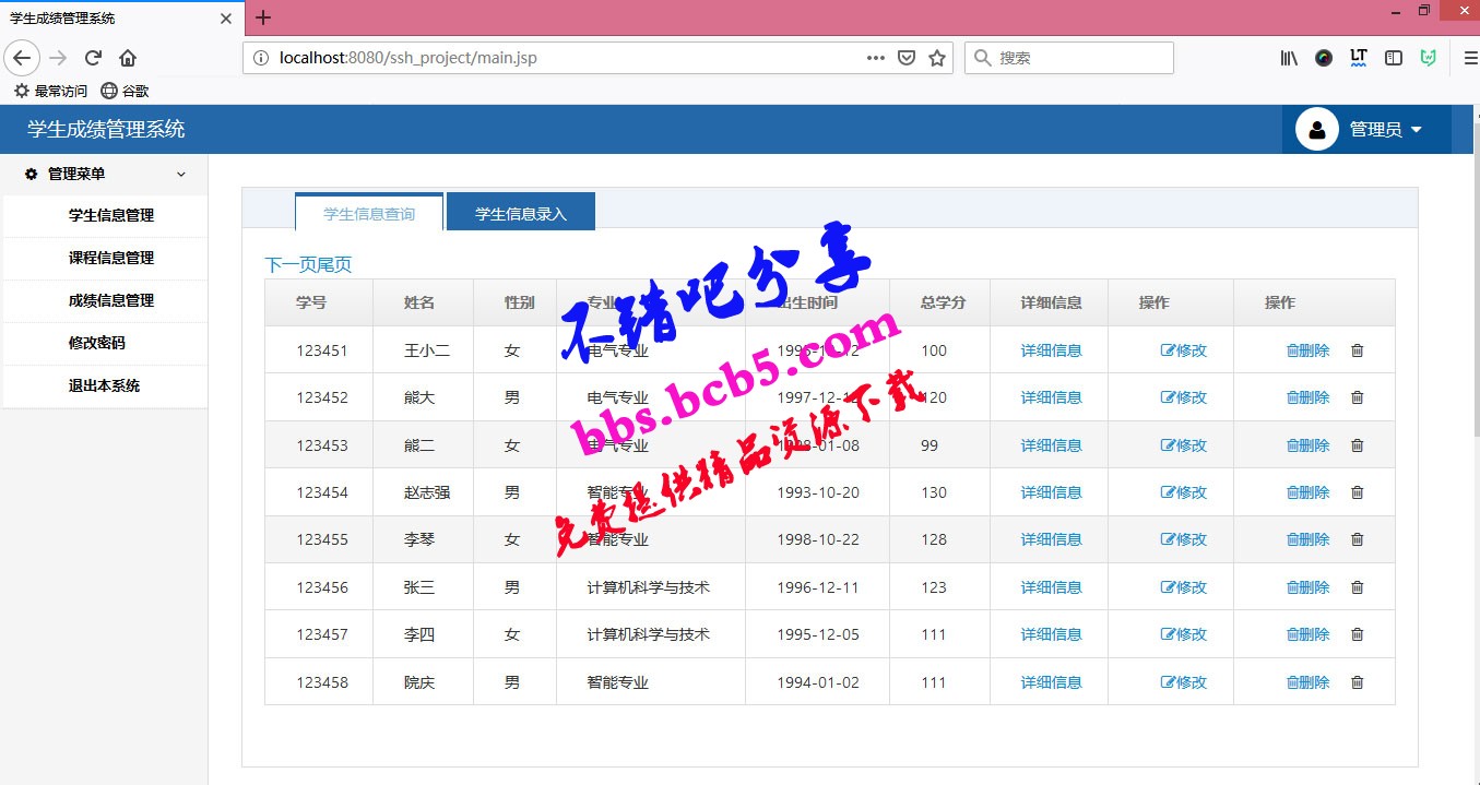 javaWeb學生成績管理系統源碼+畢業設計告文檔