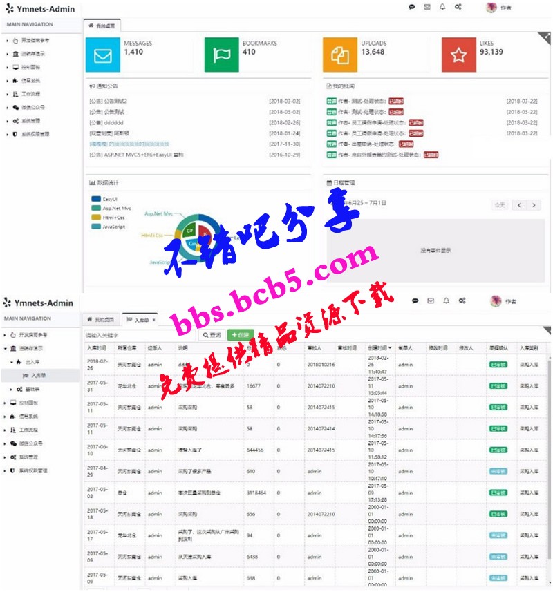 ASP.NET MVC5+EF6後臺管理系統 Ymnets快速開發框架源碼 帶工作流，帶部署文檔+數據字典