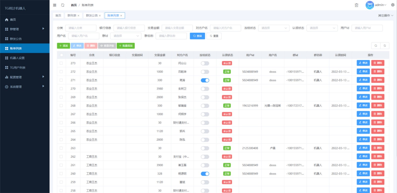 Telegram統計機器人源碼/TG記賬羣發機器源碼人/TG自動記賬全開源版本插圖3