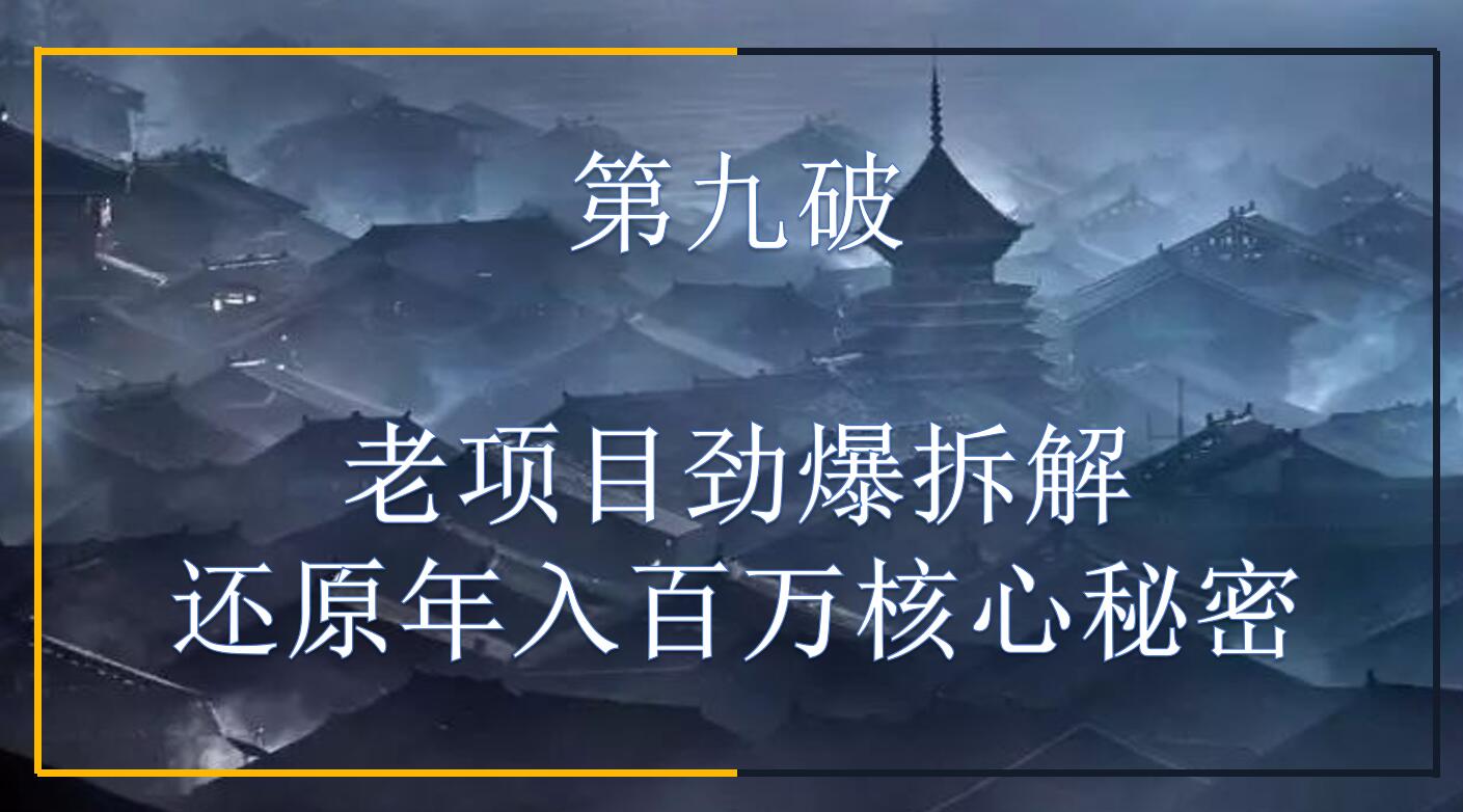 老項目勁爆拆解還原年入百萬核心祕密