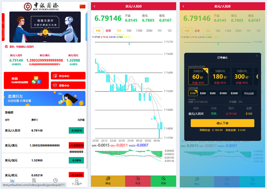 多語言微盤微交易所外匯微盤系統/中銀國際理財系統/前端HTML後端PHP