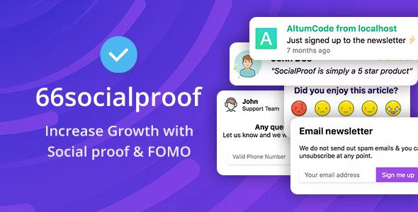 66socialproof v51.0.0 – 社交證明和 FOMO 小部件通知 (SAAS) (Nulled)