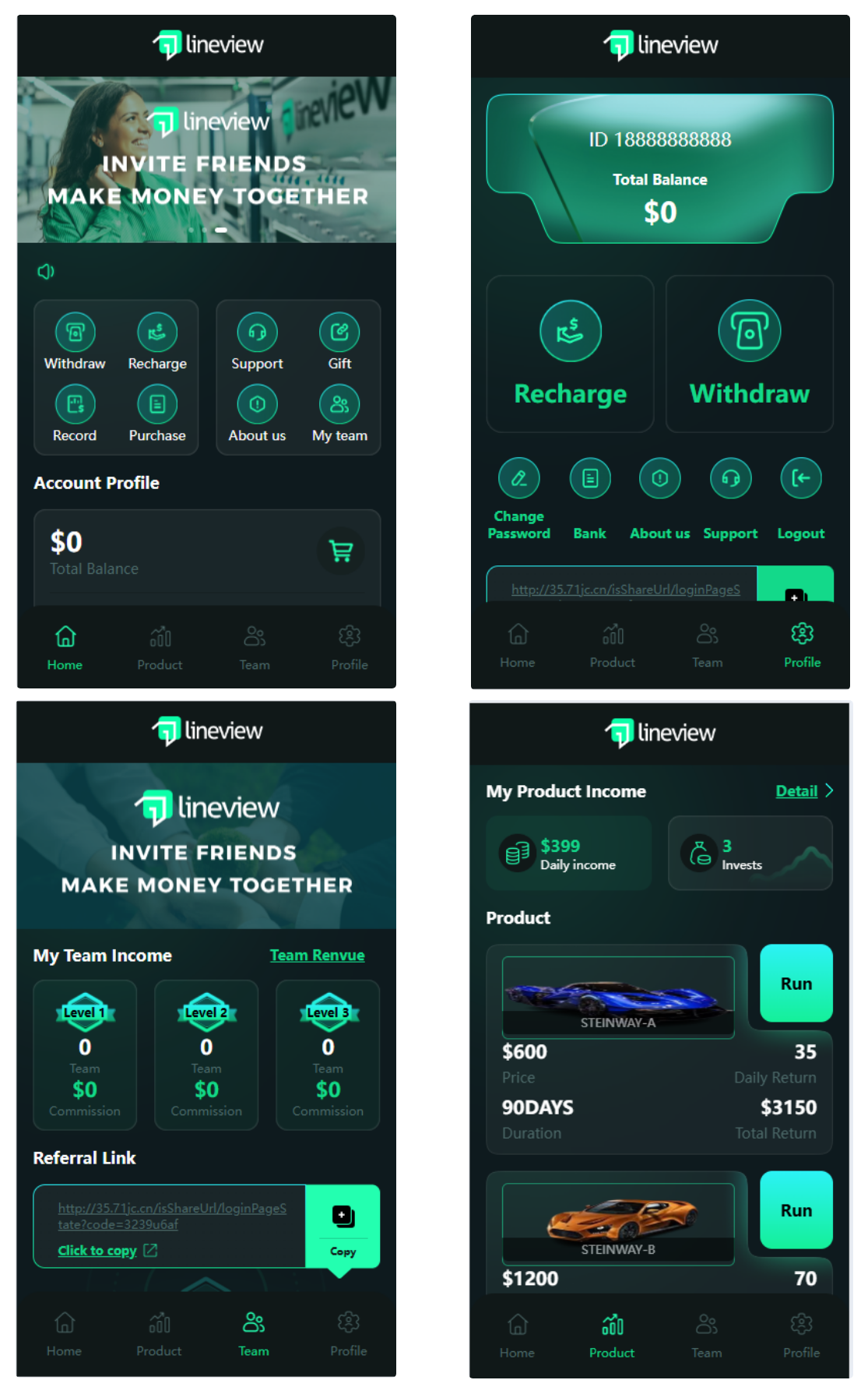 lineview海外汽車投資理財源碼/前端html+後端PHP
