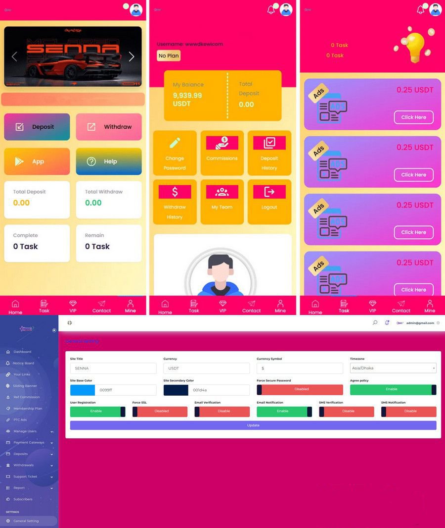 SENNA海外廣告獎勵投資理財源碼+詳細教程