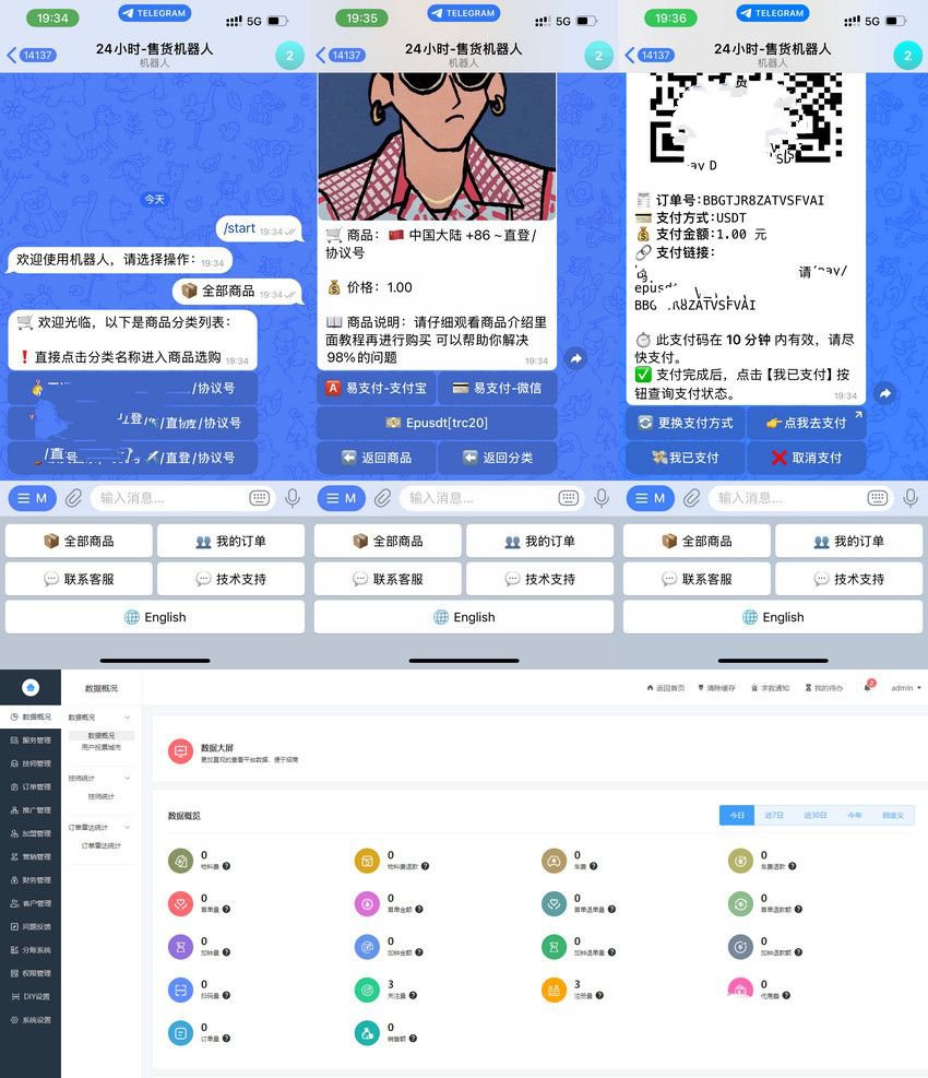 TG髮卡機器人-支持USDT/雙語言版