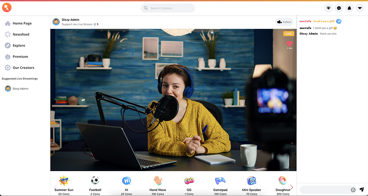 Dizzy社交平臺源碼開心版下載:內容創作者變現系統,支持訂閱、付費內容與直播功能插圖6 Dizzy社交平臺源碼開心版下載:內容創作者變現系統,支持訂閱、付費內容與直播功能插圖6