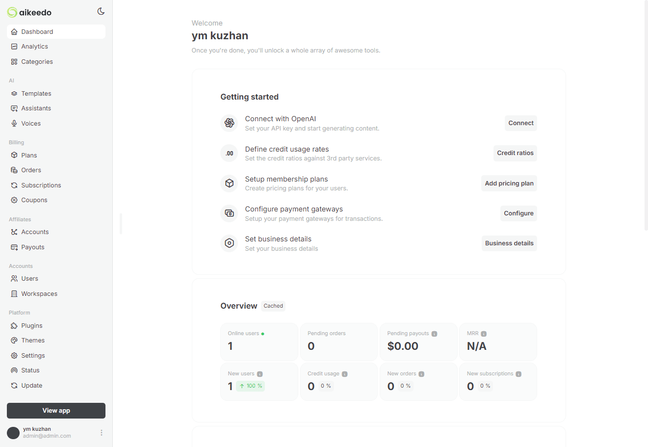 海外最新Aikeedo AI 3.9破解版/多模型AI中轉系統/AI轉售系統源碼下載插圖1